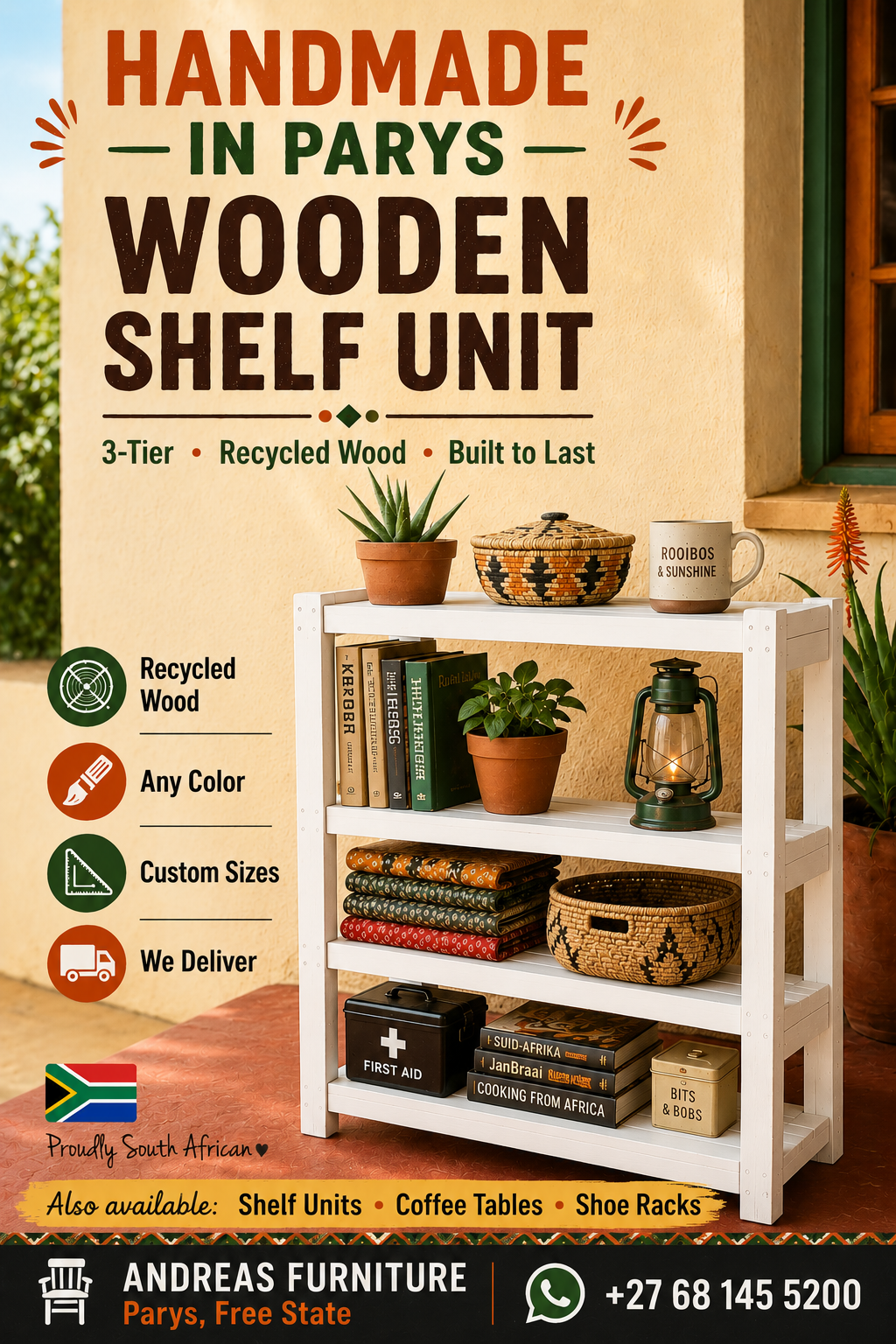 Rustic Shelf Unit — Handmade from recycled wood